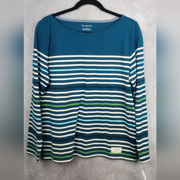 Talbots Authentic Talbots Tee - Slope Stripe Cotton Sweater Women Size M - Picture 1 of 10